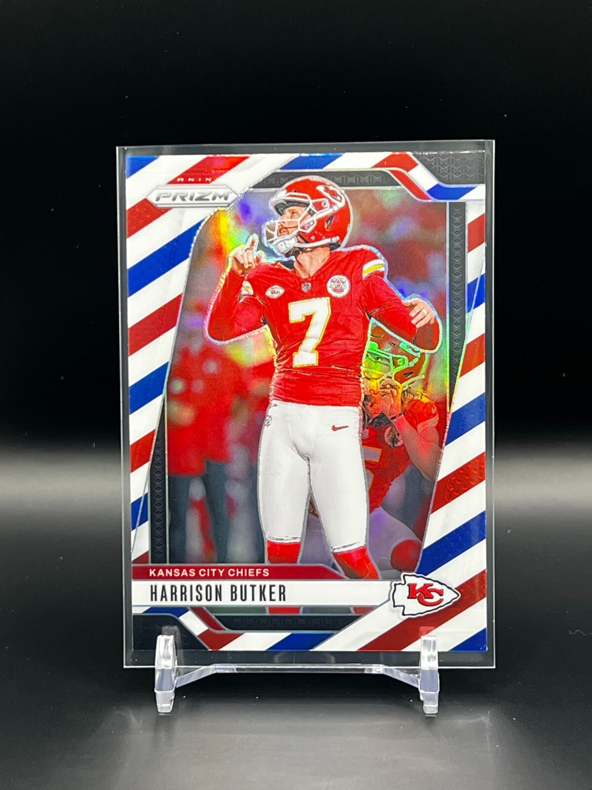 2024 Panini Prizm - Red White & Blue #144 Harrison Butker Chiefs NFL