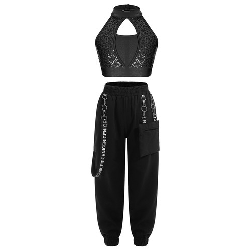 Kids Girls Top With Trousers Glittery Vest And Pants Recital Sweatsuit Street - Picture 46 of 58