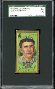 1911 T205 Gold Border Tobacco Johnny Kling SGC 5