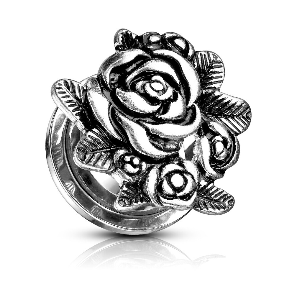 Заглушка для туннеля во плоти Edelstahl Rose Blume Ohr для пирсинга, Винтовая посадка Ohrstecker