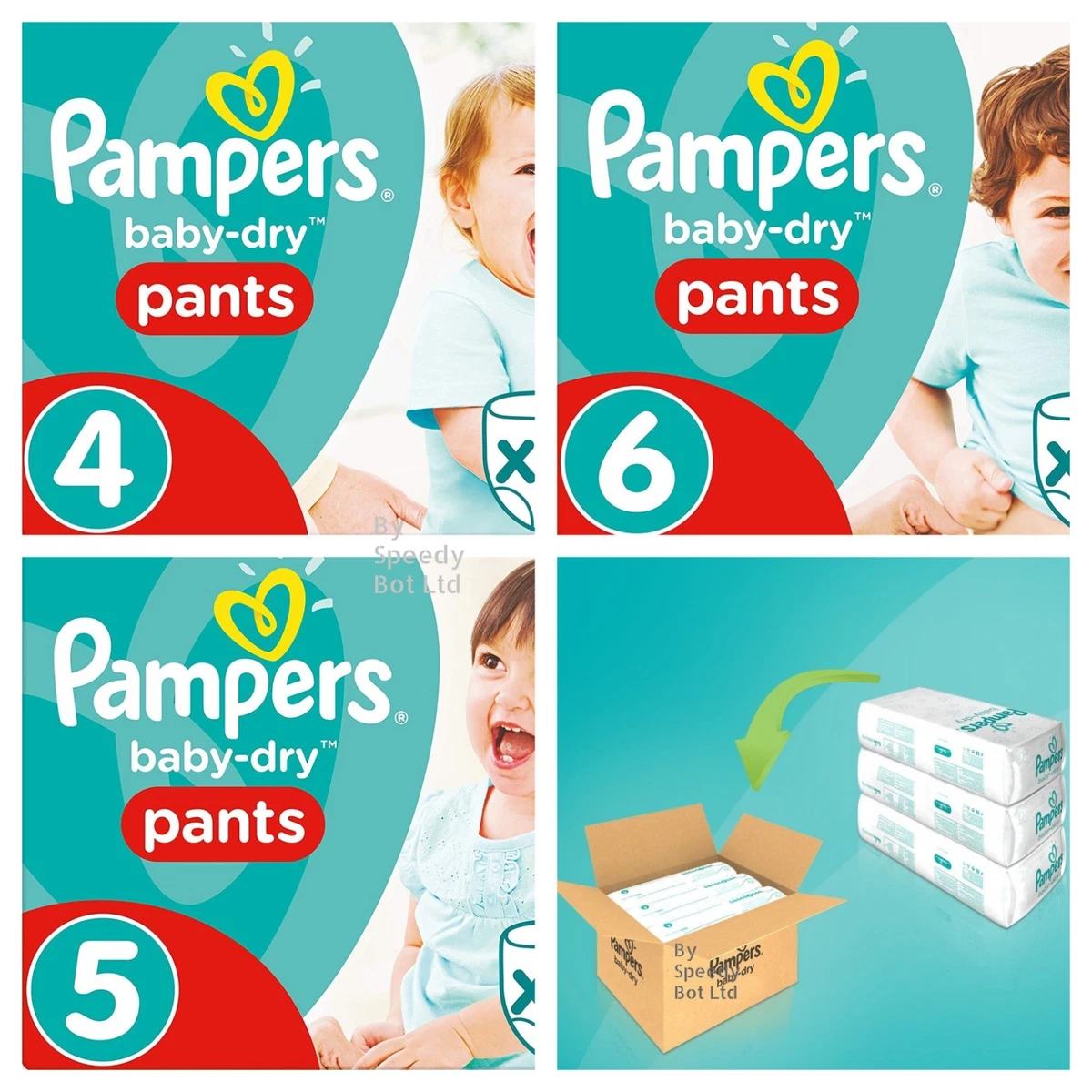 Pampers Baby Dry Nappy Pants Diaper Taped Stretchy Nappies Size 4 5 6 Giga  Pack