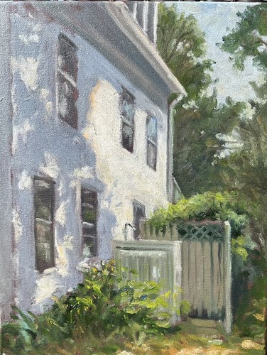 Outdoor Shower In Cape Cod Original Oil Painting