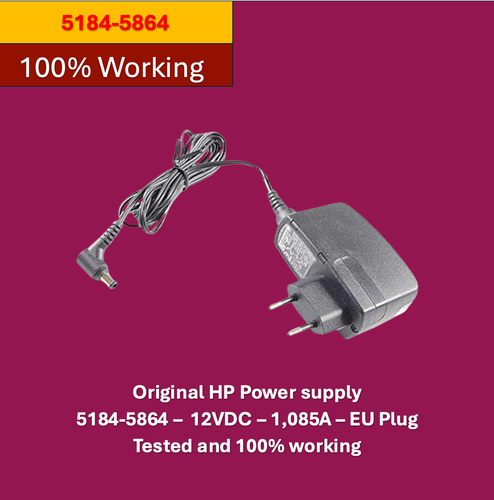 Original HP Power supply 5184-5864 – 12VDC – 1,085A – EU Plug Tested and 100%