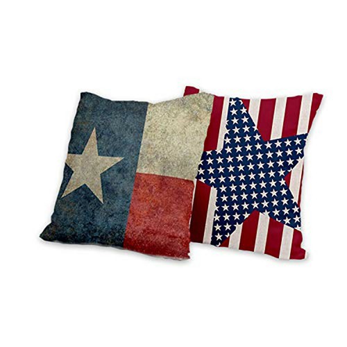  Throw Pillow Covers American Flag | 20 x 20 Inch | 2 PCS Set Double Side Print