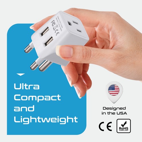 Ceptics USA to South Africa Travel Adapter Plug - Type M - Dual USB (CTU-10L) - Picture 8 of 11