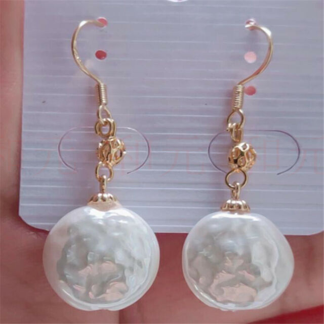 Natural Pearl gold Earrings eardrop 18KGP Chain girl Gift Holiday gifts YV10727