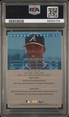 1995 Bowman's Best Blue Andruw Jones Rookie Card RC #7 PSA 10 GEM MINT - Pop 405 - Picture 2 of 2