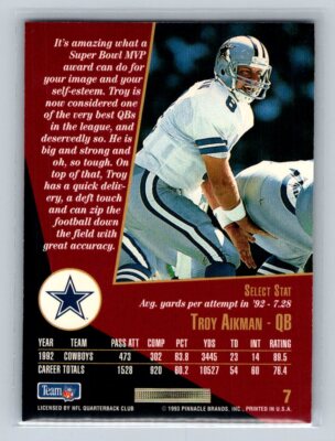 1993 Select Troy Aikman #7 Dallas Cowboys | eBay