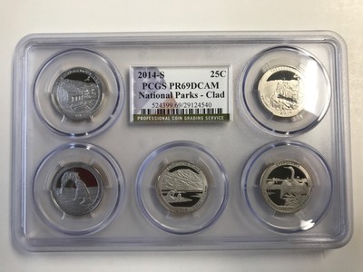 Flag 2017-S Silver Park Quarter Set PR69DCAM PCGS Proof 69 Deep Cameo 5 Coins