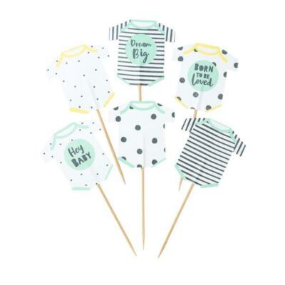 Born To Be Loved, Baby Grow Form Babyparty Kuchen Topper - 12er Pack