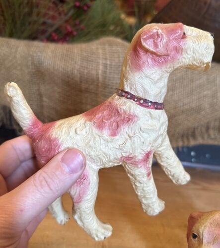 Vintage Japan Celluloid Pair Of Fox Terrier Dogs - Picture 2 of 10