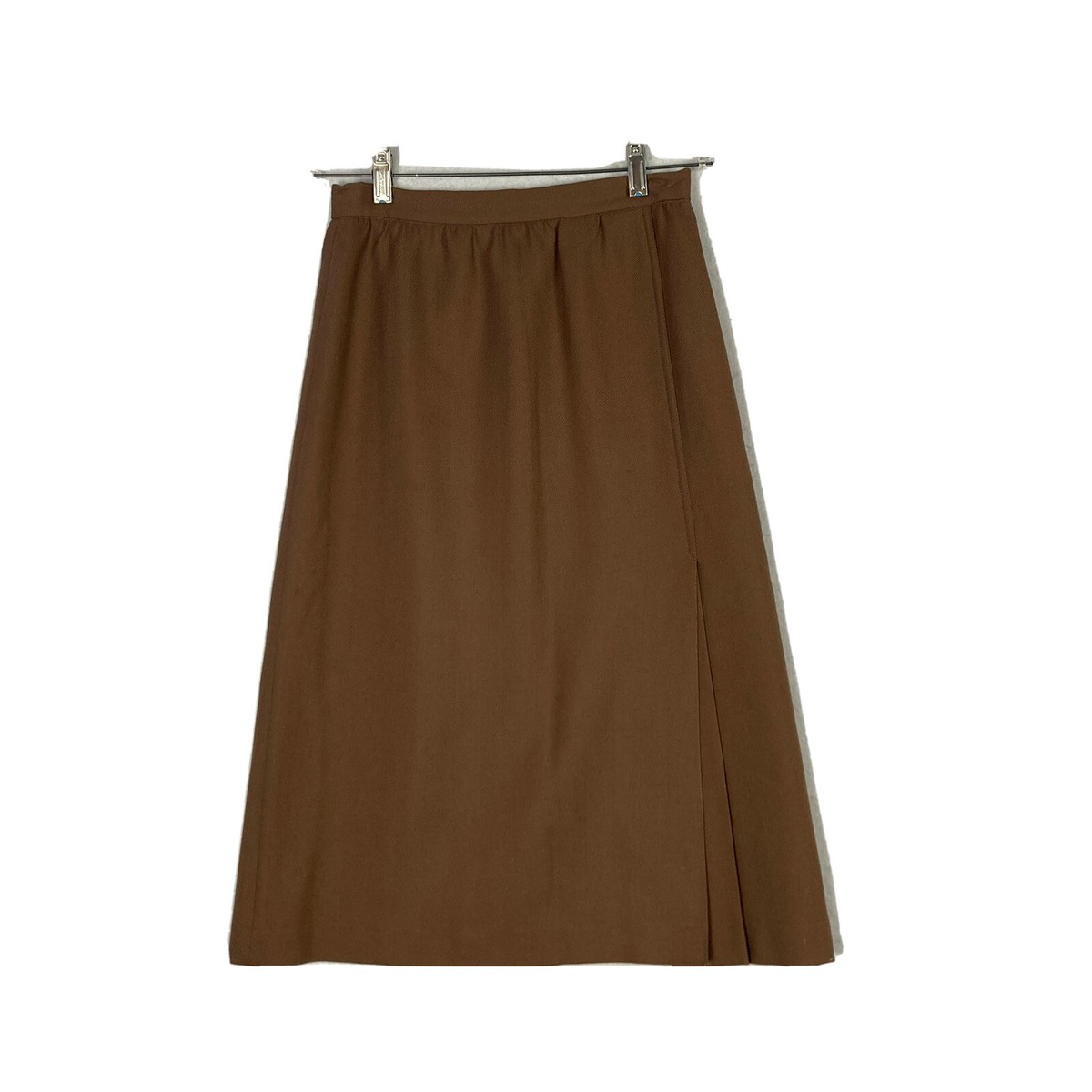 VTG Brown Wool Skirt 100% Wool Midi Fully Lined Womens