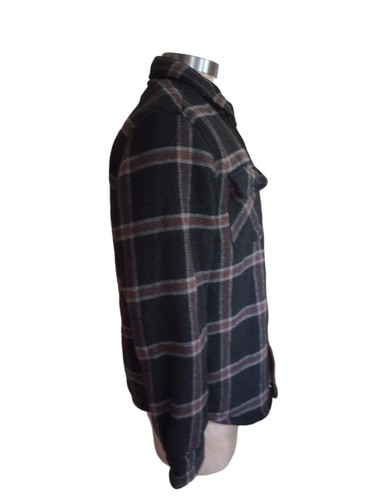 Jachs Shirt Mens Size L Jacket Shacket Sherpa Lined Heavy Black Plaid Wool Blend - Picture 2 of 14