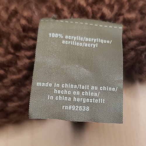 Fossil Brown Crochet Cable Knit Visor Hat Short Brim Button Newsboy Beanie - Bild 8 von 10