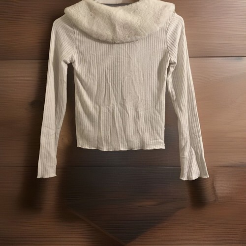 Amy Byer Girls Cardigan Faux Fur Collar White Size M Girls Light Weight Long Slv - Picture 7 of 9