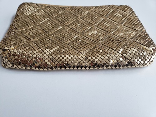 NEW Whiting Davis USA Gold Mesh Zipper 6.5” Clutch Handbag Purse Lined - Picture 3 of 8