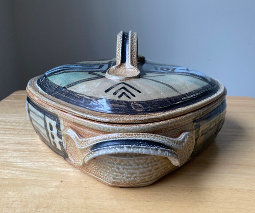 NANCY UTTERBACK Square Abstract Salt Glazed Stoneware Casserole - Colorado - Picture 3 of 13