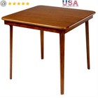 Folding Square Brown Card Table Solid Wood Durable Game Night Indoor Furniture