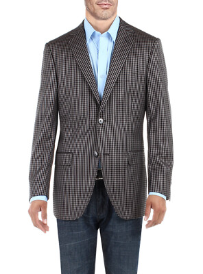 DTI BB Signature Mens 2 Button Micro Check Suit Jacket Modern Fit Blazer