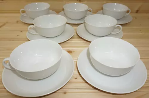 Arzberg WHITE (7) Cups, 2"  & (7) Saucers, 6"   (S10)