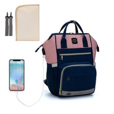 LEQUEEN Baby Diaper Bag Mummy Nappy 15 Pockets 20L Large Capacity Backpack USB
