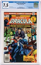 💥 Tomb of Dracula 49 CGC 7.5 WHITE 1st Full BLADE 1976 Frankenstein Muskateer💥