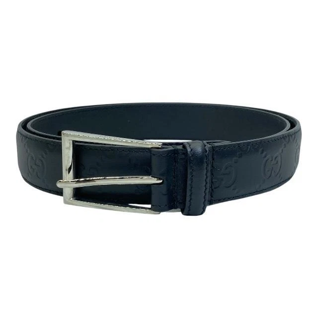 GUCCI Authentique Ceinture Guccissima Petit Article Logo Cuir Noir Taille 90・36 L106cm