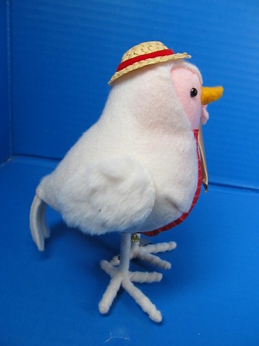 2023 Spritz Valentine’s Day JET White Fabric Bird Holding Flowers 6.25" w/Tag - Picture 6 of 6