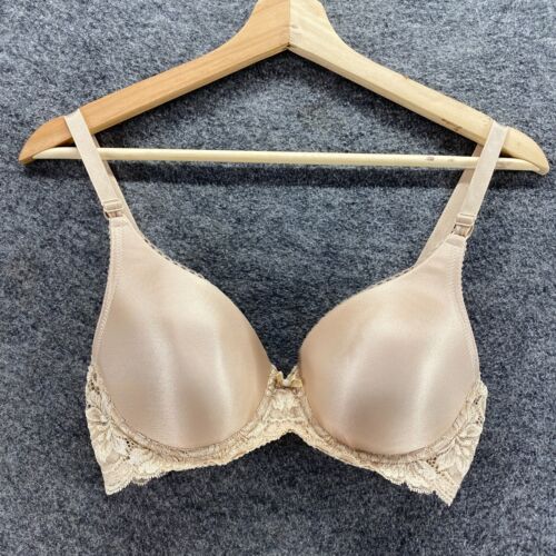 Wacoal Bralette Bra Women 32 C Beige Paisley Lace Underwired Opaque Push Up