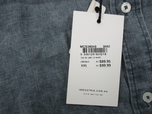 Industrie Linen Shirt 2XL XXL Collared Button Up Long Sleeve Mens New - Picture 9 of 20