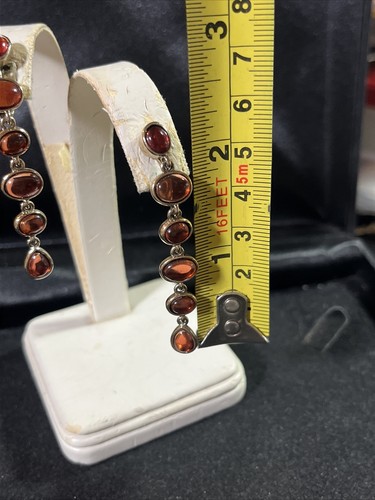 Vintage Monet Orange/red Stone Dangle Earrings 4-7 - Picture 2 of 7