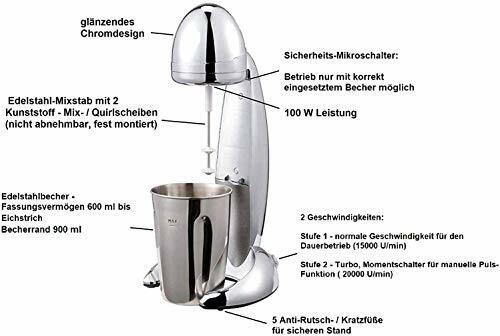 JUNG CM01 Milchshake Mixer Chromdesign Milchshaker elektrisch 100W, Becher 600ml - Bild 2 von 4