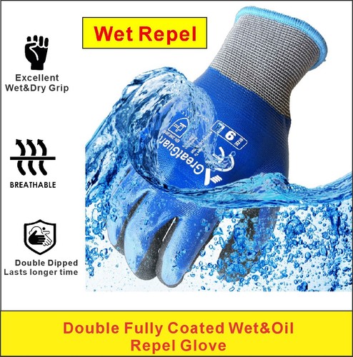 Nitrile Work Gloves Safety Gloves Wet Repel CoolFlex Oil&Water Resistant Rubber - Picture 3 of 10