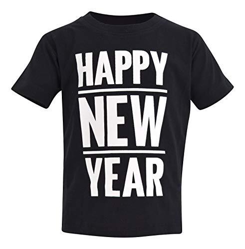 Boys Short Sleeve Funny Graphic Tees for Toddler to Big 6 Years New Year Black