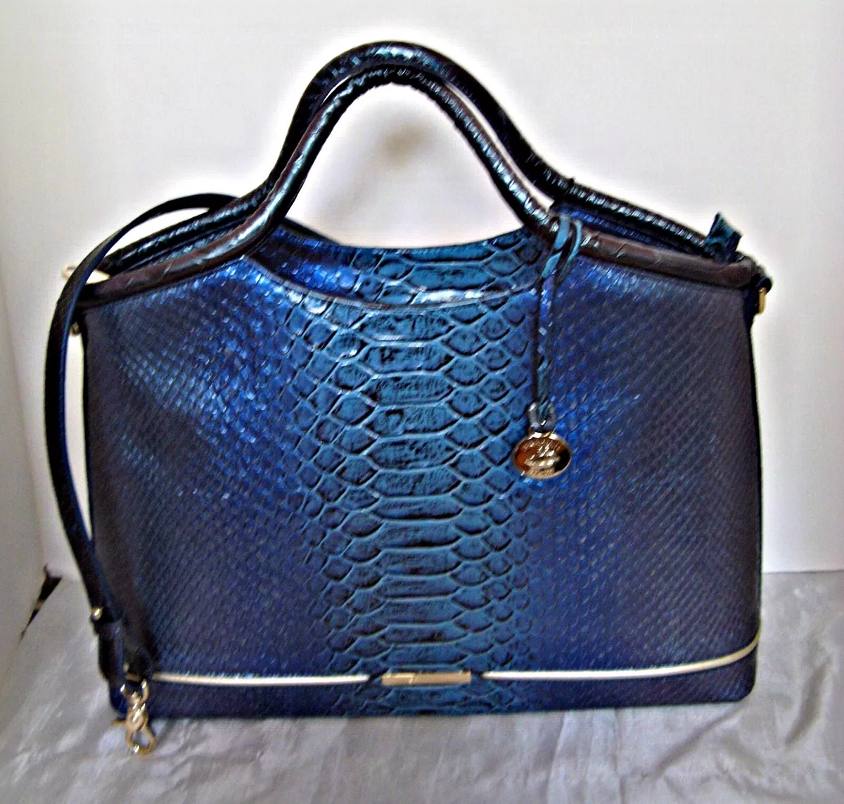 Brahmin Handbag Elaine Satchel Sapphire Ateague eBay