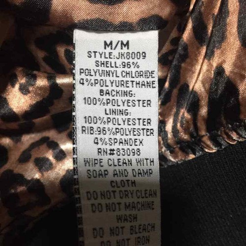 Ci Sono by Caralini Medium Faux Leather Black Jacket with Leopard Lining - Picture 9 of 9