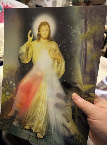 Juego de 2 cuadros religiosos lenticulares vintage - Imagen 2 de 5