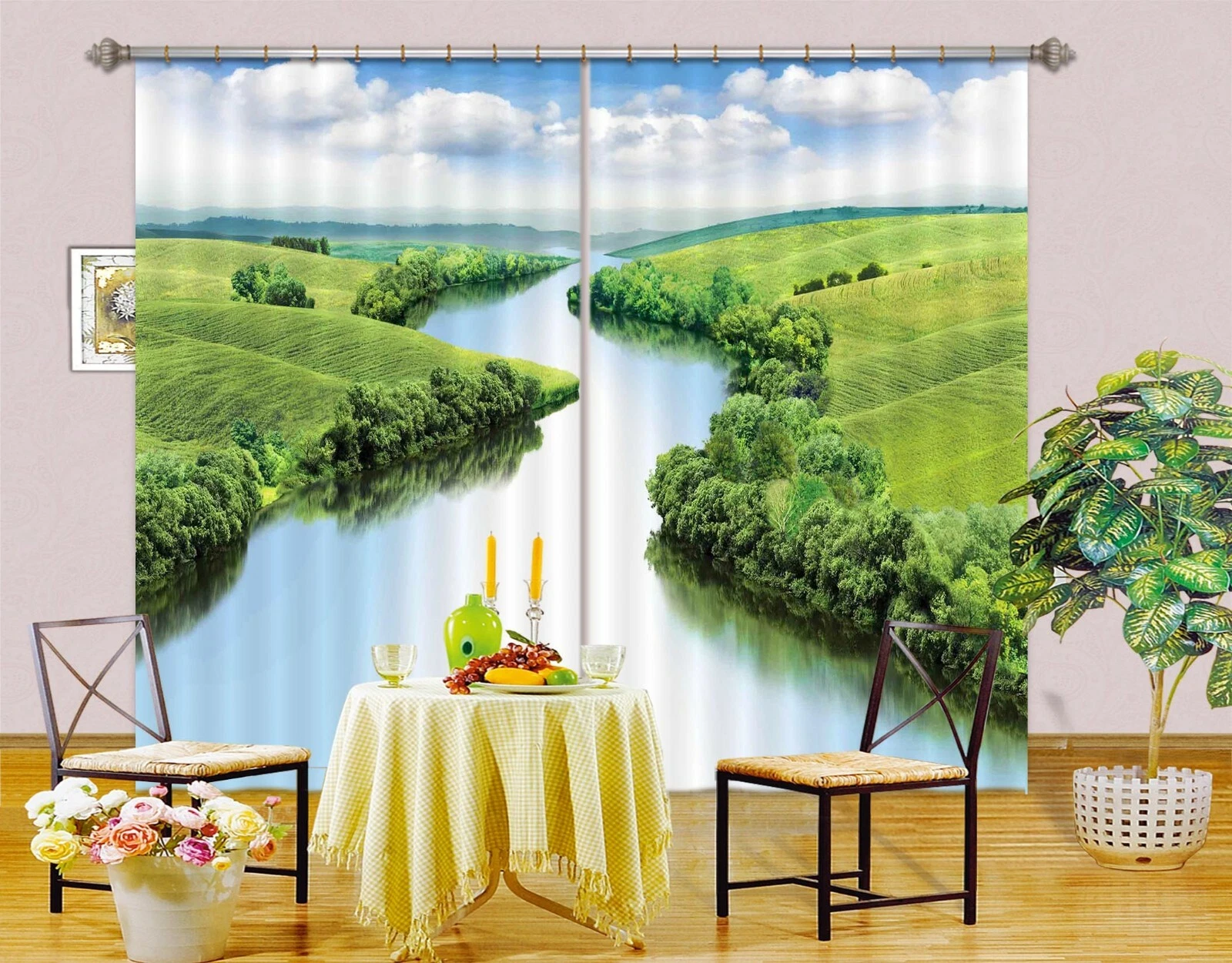 3D River Grassland ZHUA1794 Blockout Photo Curtain Fabric Window Zoe