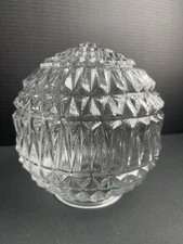Globe Ceiling Art Deco Vintage. Clear, Stunning! 6”H; 3.125” Opening. EUC