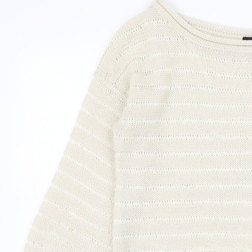 Jane Norman Womens Ivory Round Neck Acrylic Blend Jumper Size 10 - Picture 6 of 12