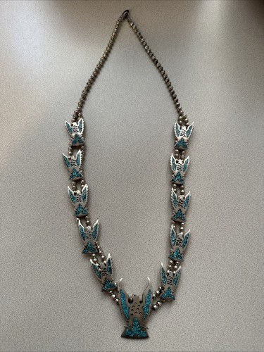 Südwesten/Indianer Peyote/Phoenix/Vogel Inlay Kürbisblüte Halskette - Bild 1 von 18