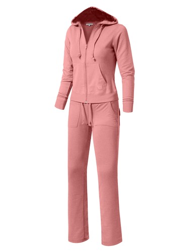 NE PEOPLE Womens Casual Basic Terry Zip Up Hoodie Sweatsuit Tracksuit Set S-3XL - Picture 49 of 53