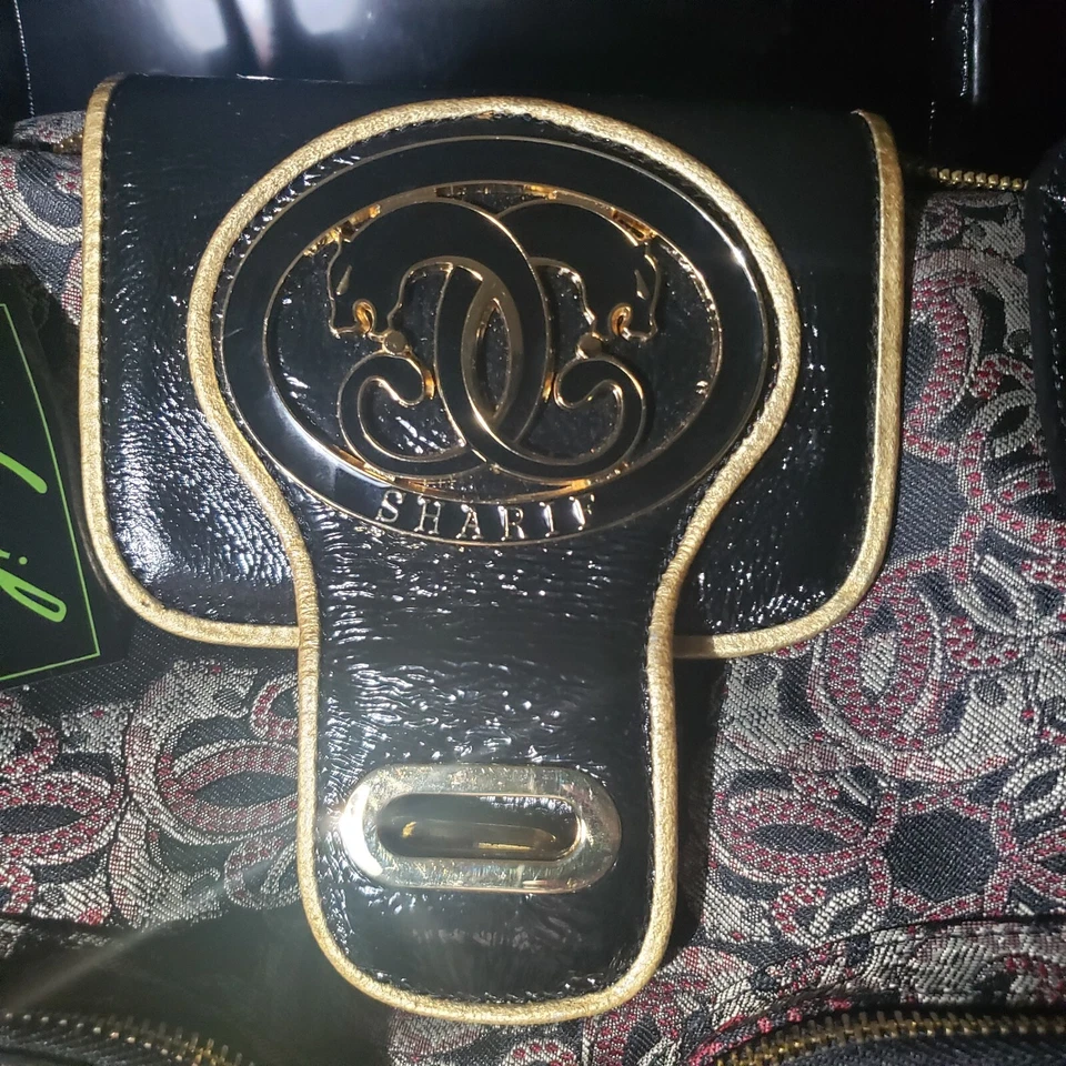 Sharif Satchel Duffle Bag Leather Animal Print w Make Up Pouch & Dust Cover NWT - Image 3 of 4