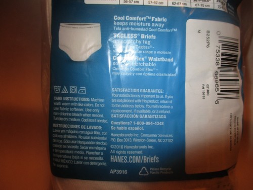 New Pkg 6 Hanes Boy M 10-12 (68-95 lb) White Cotton Tagless Comfortsoft Briefs - Picture 3 of 5