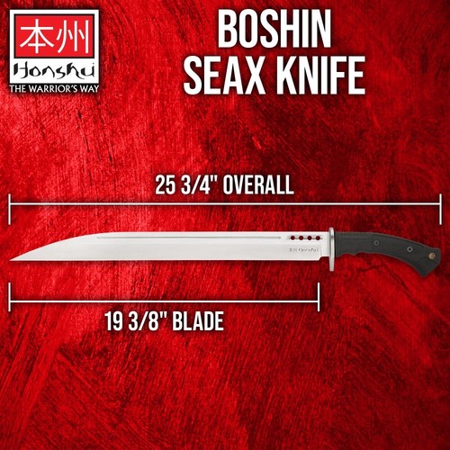 Honshu Boshin Seax Knife and Leather Belt Sheath - 7Cr13 Stainless Steel Blade - Picture 3 of 7