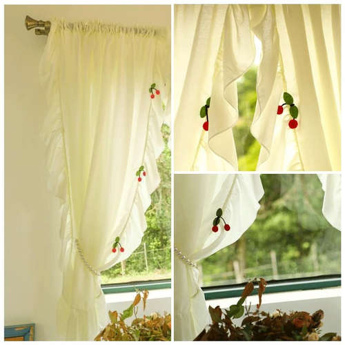 1 Panel Velvet Falbala Half Curtains Light Filtering Semi Blackout Rod Pocket - Picture 11 of 13