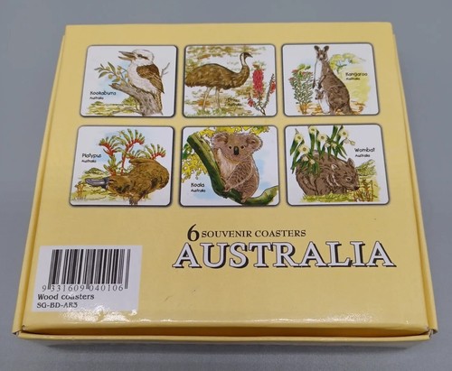 Australia beautiful souvenir set of 6 cork drink coasters NEW - Picture 2 of 11