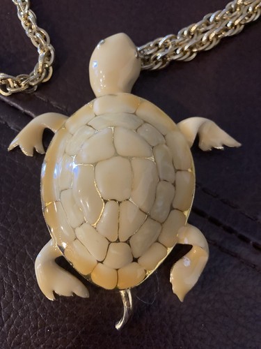 Grande collana tartaruga smaltata vintage - Foto 4 di 10
