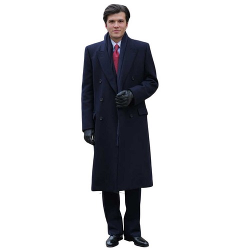 Business Men Long Coats Overcoats Double Breasted Tweed Peak Lapel Wool Casual - Bild 4 von 10