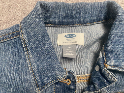 GAP Girls Jean Jacket Denim size M - 8 Long Sleeve Blue Wash Stretchy - Picture 4 of 4